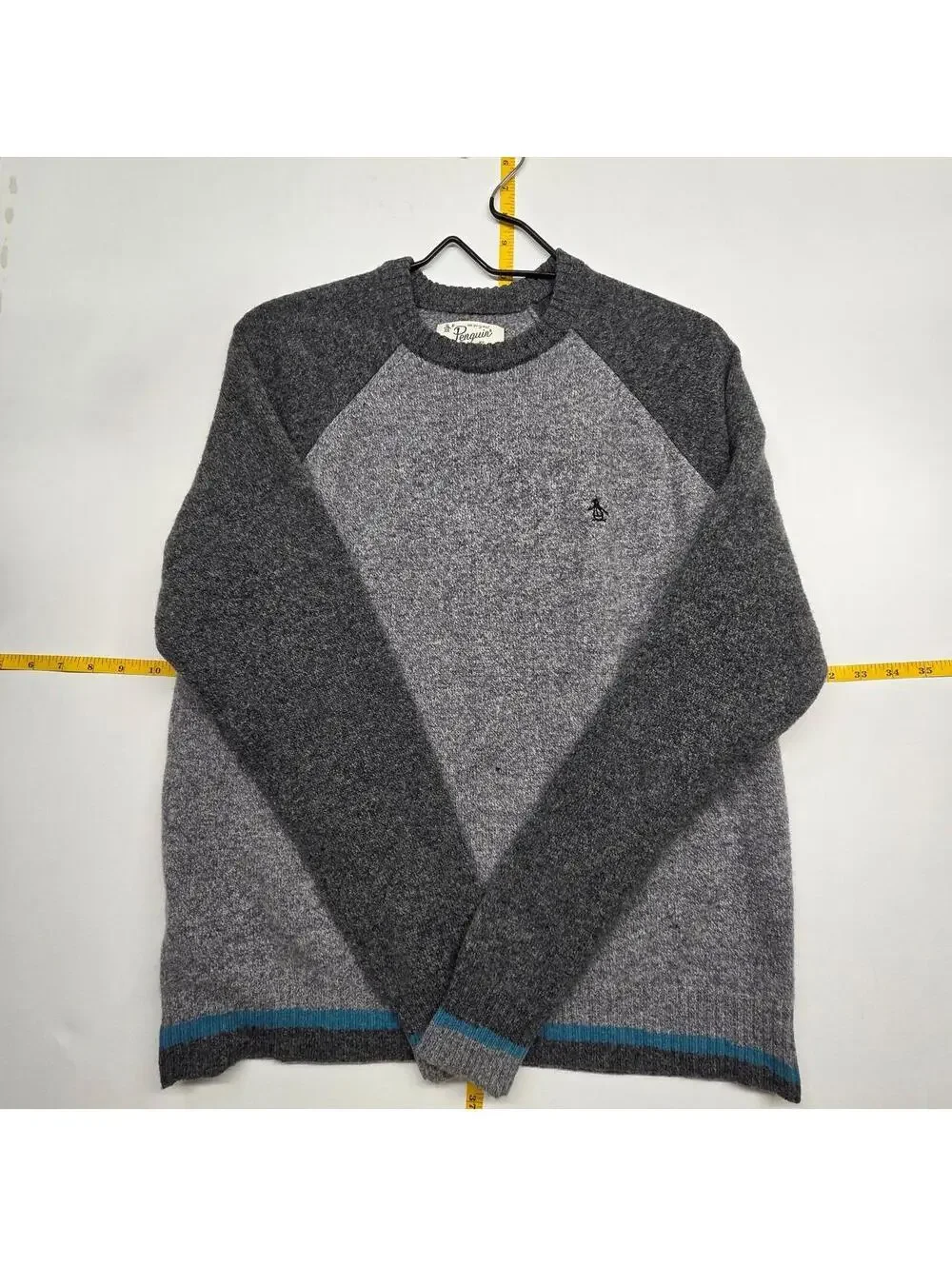 Penguin by Munsingwear Gray & Blue Colorblock Knit Sweater Size L